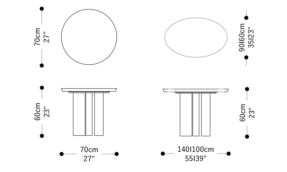 Image of the main dimensions of the product